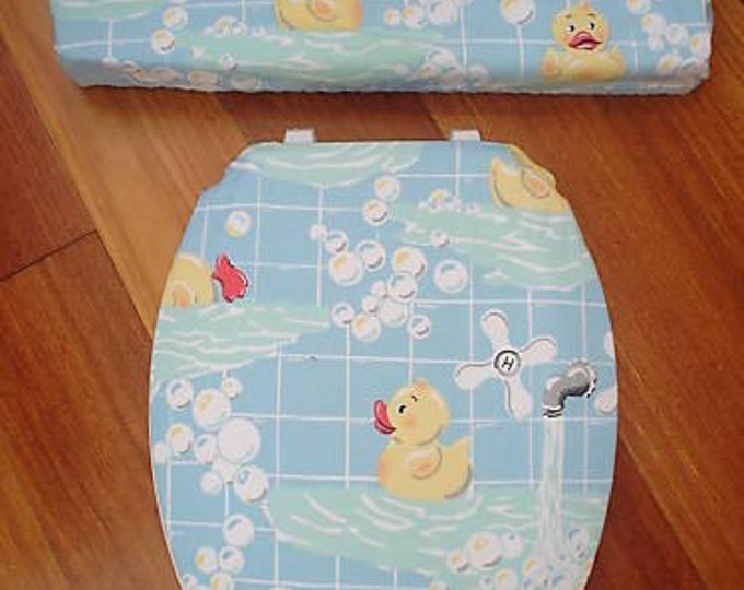 Bath Tub Rubber Ducky Toilet Seat & Tank Lid Cover Set by Etsy