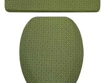 Bathroom Decor Sage Green Geometric Pattern Toilet Seat Lid & Tank Lid Cover set Decoration Home Gift Audrey Belisle