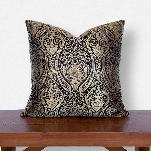 Black Paisley Pillow Etsy