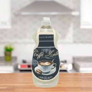 Caffe' Latte' - Coffee - Dish Soap Bottle Apron - fits 25 oz. bottle - Kitchen Decor Gift