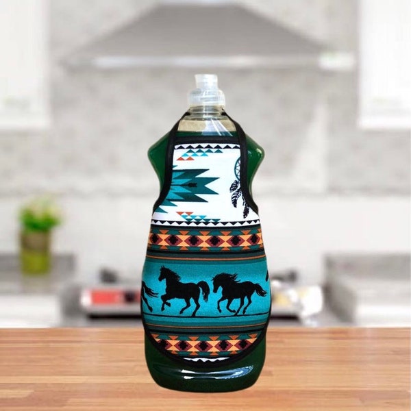 Southwest Horses Dish Soap Bottle Apron - fits 25 oz. Kitchen Decor Gift