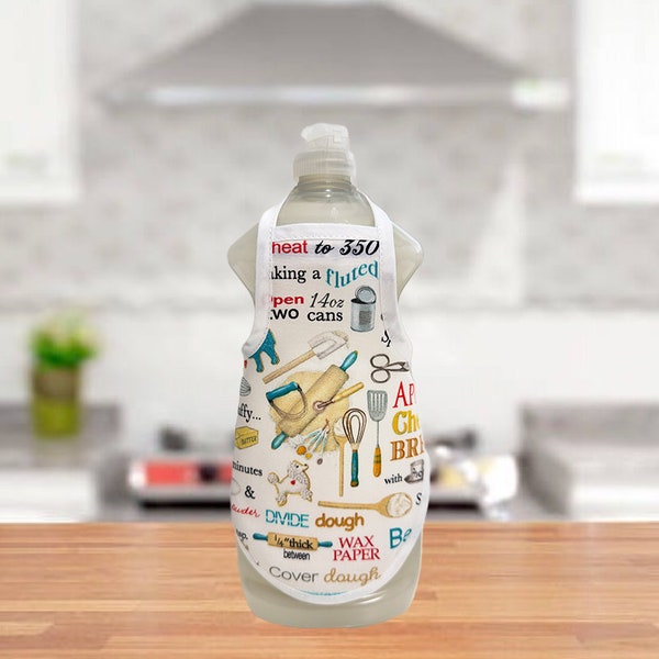 Retro Vintage Kitchen Utensils -  Dish Soap Bottle Apron - Fits 25 oz. by Audrey Belisle  Decor Gift