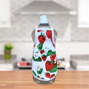 Strawberry  Dish Soap Bottle Apron - fits 25 oz. Kitchen Decor Gift