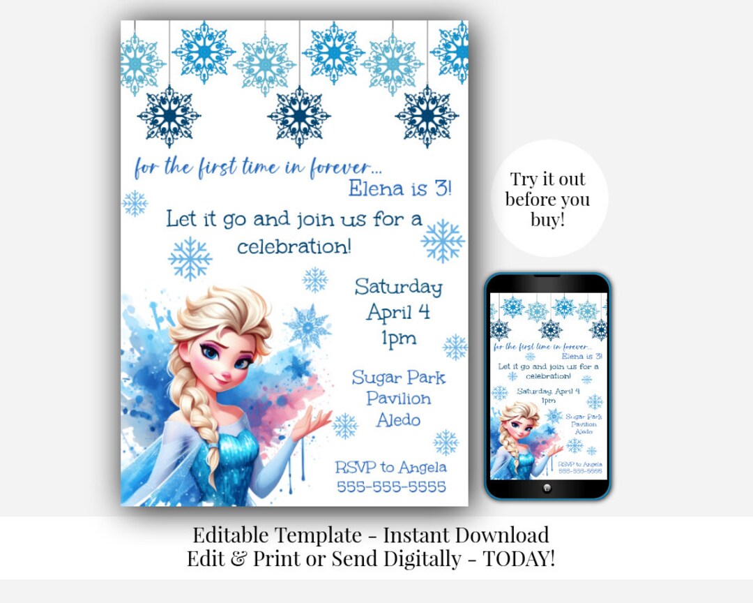 Frozen Birthday Invite, Frozen Party Invite, Frozen Theme Invite ...