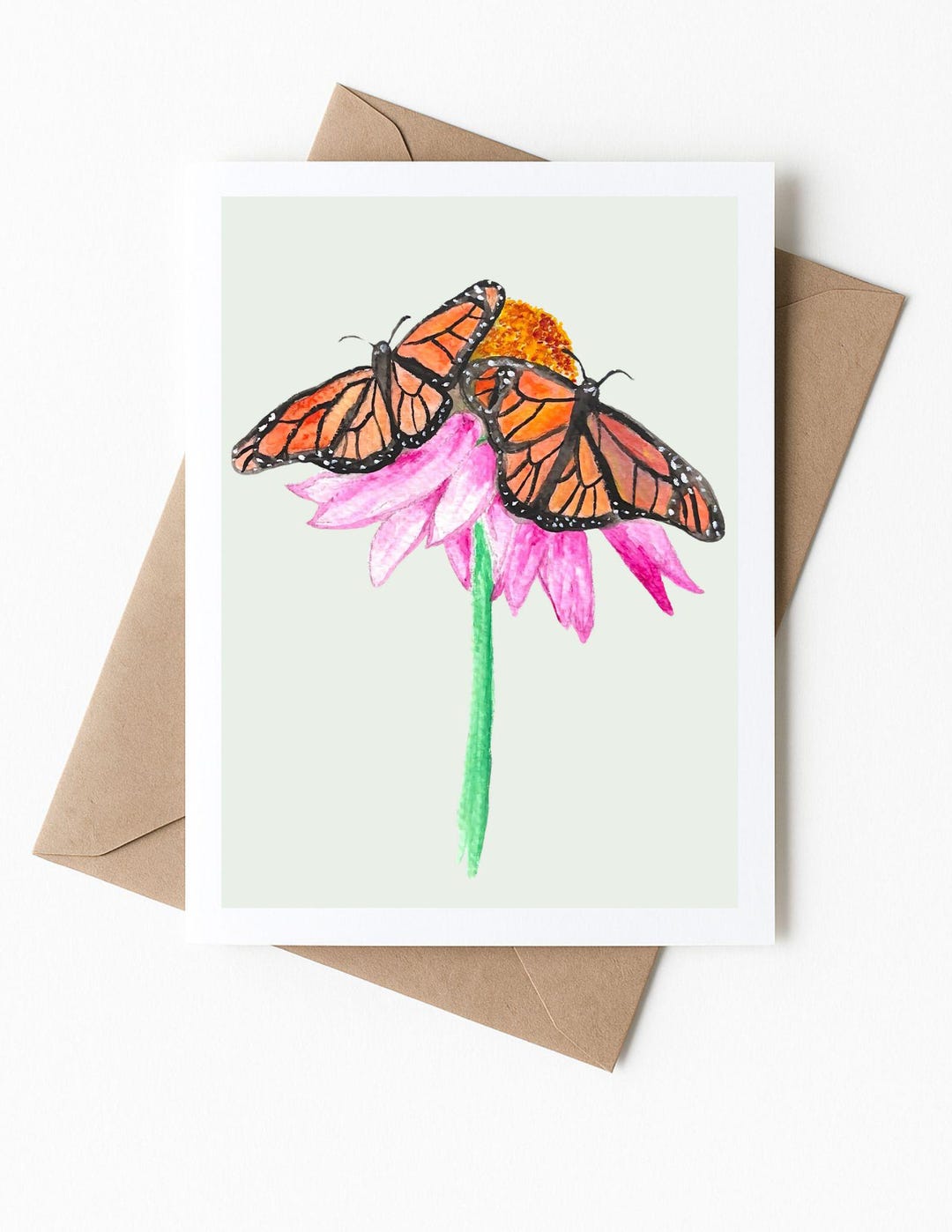 Monarch Butterfly Greeting Card – 5x7 Blank Card From Original Gouache ...