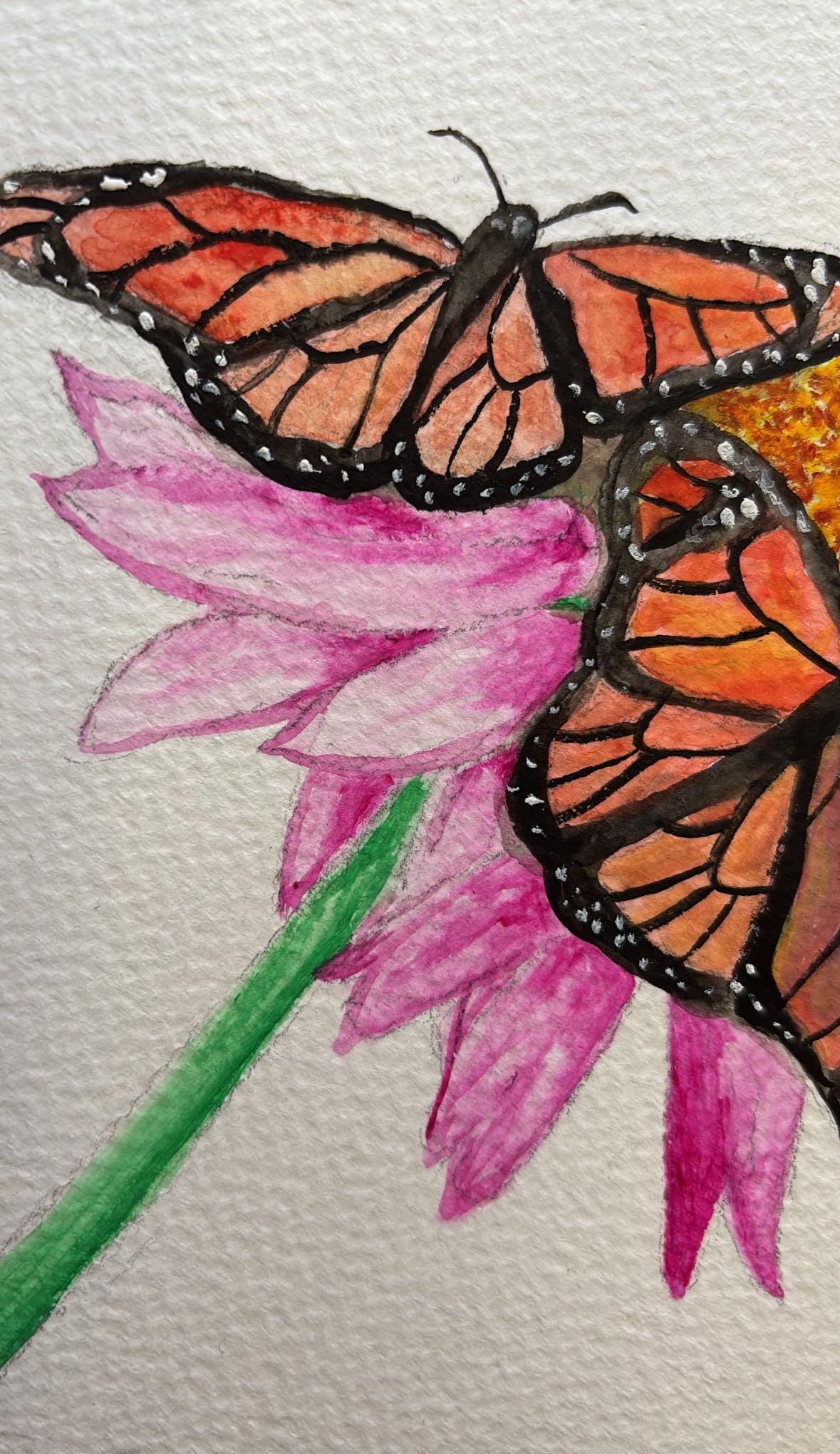 Monarch Butterfly Greeting Card – 5x7 Blank Card From Original Gouache ...