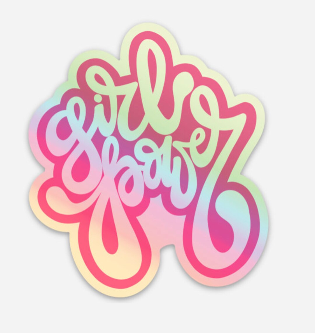 Girl Power PINK Die Cut Sticker Holograph - Etsy