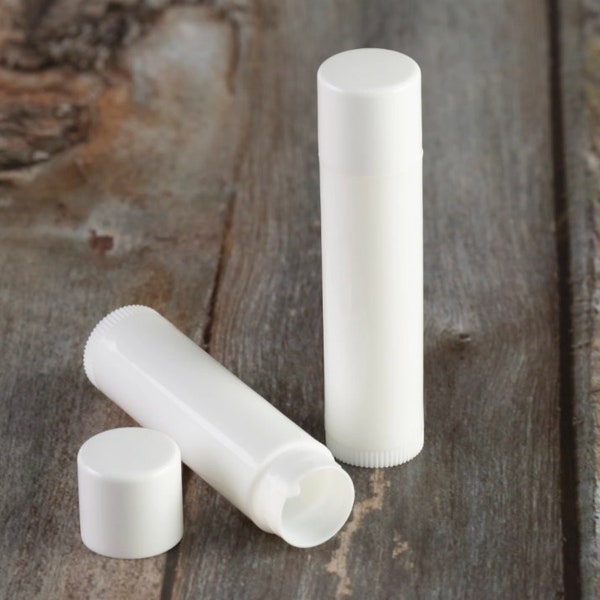 Lip Balm Container- Tubes plus Cap- Empty- Clear or White- Pack of 25-  .15oz
