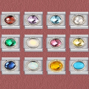 Gorgeous Birthday Month Coloured Gemstone Minimalist Bracelet for 9mm Classic Italian Charm Nomination Bracelet