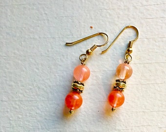 Cherry Quartz and Sterling Silver Earrings