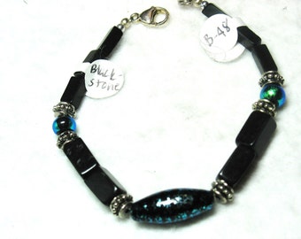 Dichroic Glass and Black Stone Bracelet