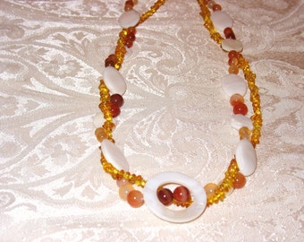 Carnelian, Amber and Mother of Pearl