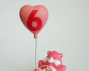 Vintage Love A Lot Bear ceramic cake topper with balloon