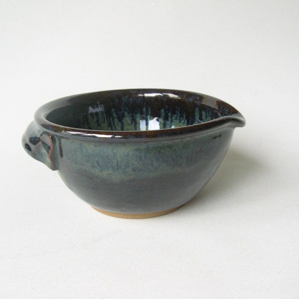 Pottery Bowl with Spout and Handle, Pouring Bowl, Small Batter Bowl