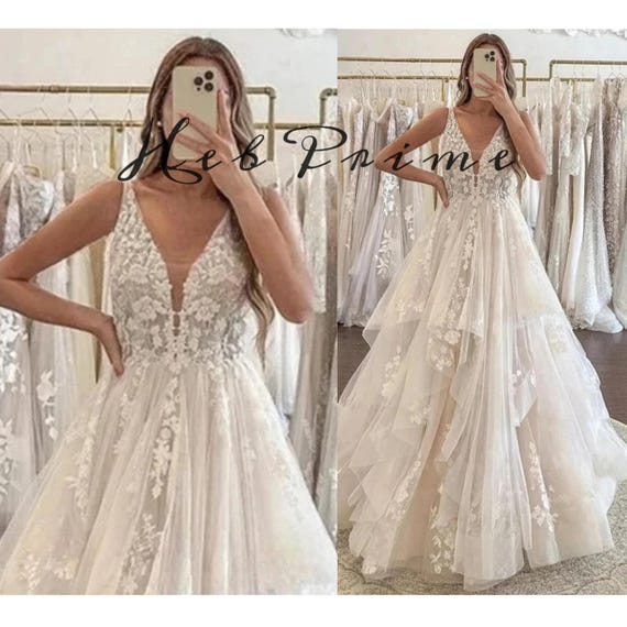 Backless Tulle Butterfly A Line Layers Wedding Dress Backless Tulle Butterfly A Line Layers Wedding Dress