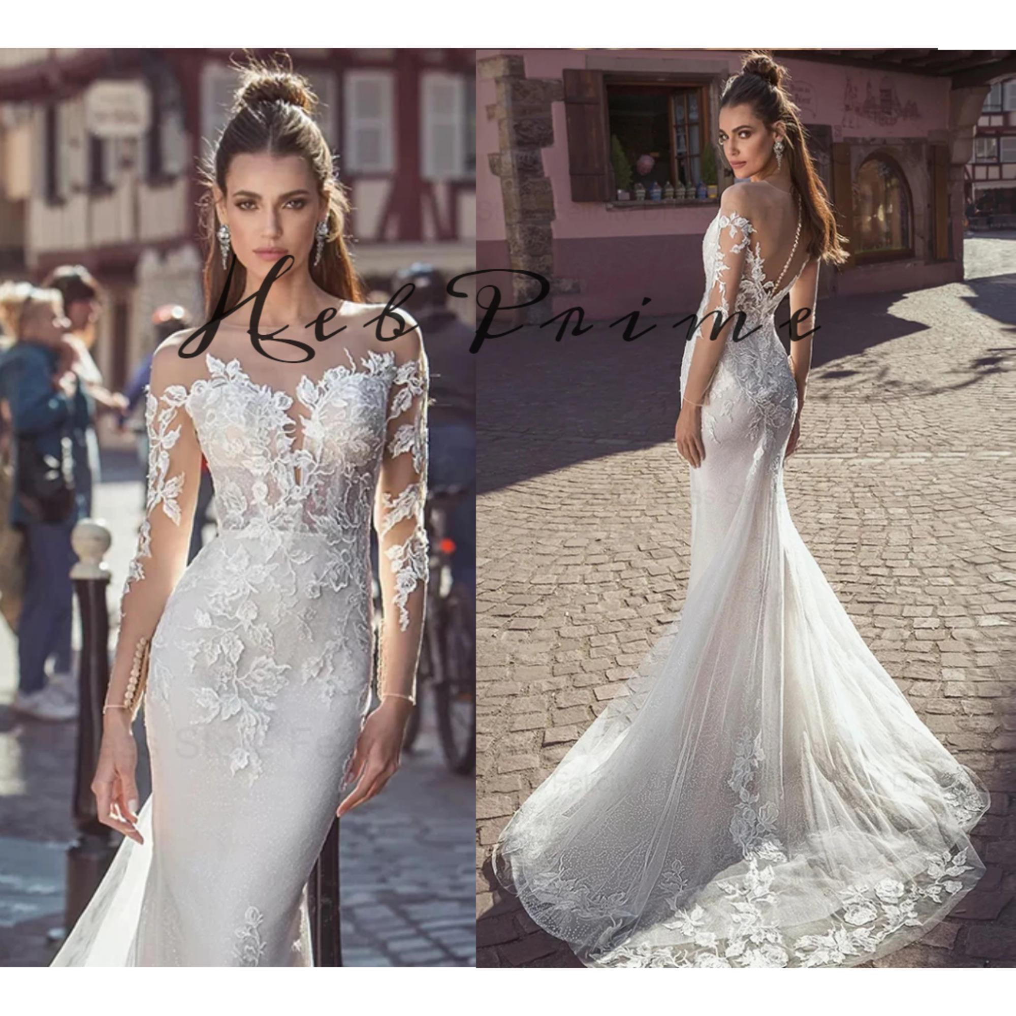 Wedding Dress Illusion Sleeves Mermaid Etsy Canada