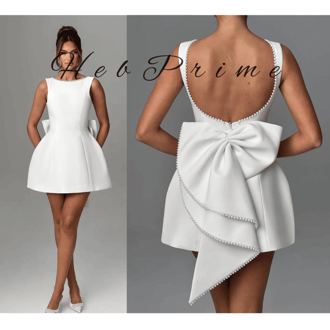 Ivory Short Wedding Dress Knee Length Chic V-Neck Half Sleeves A-line Chiffon Bridal Gowns
