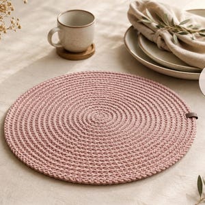 Spiral-Tischset-Häkelanleitung (PDF), Rundes Tischset, Häkelanleitung für Tischsets, Boho-Dekor, Englisch, Deutsch, Französisch, Spanisch, Italienisch