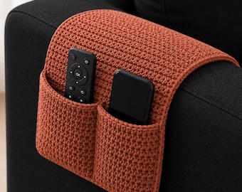 Patrón PDF de organizador de brazo de sofá a crochet, bolsillo para brazo de sofá, soporte para control remoto, organizador para reposabrazos, descarga digital