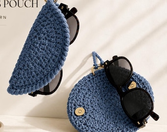 Patrón PDF para funda de gafas de sol a crochet, tutorial para principiantes para funda de gafas a crochet, adorno para bolso de verano a crochet, descarga instantánea.