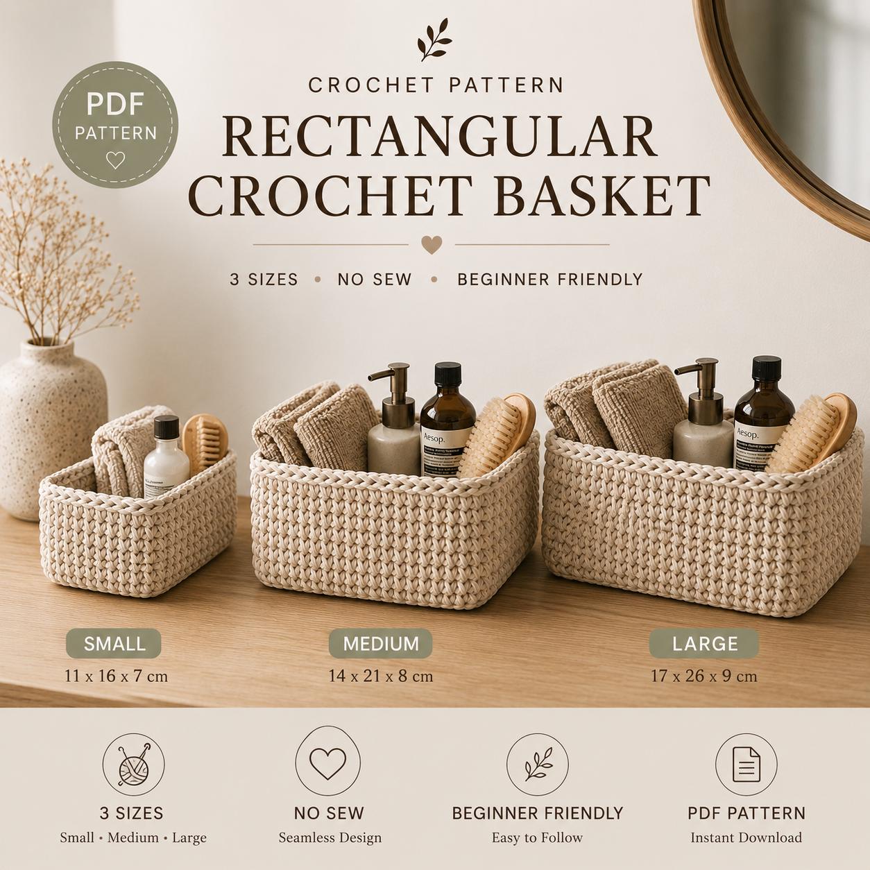Crochet Basket Rectangular Basket Crochet