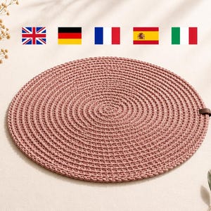 Spiral Placemat Crochet Pattern PDF, Round Table Mat, Crochet Placemat Pattern, Boho Decor, English, German, French, Spanish, Italian