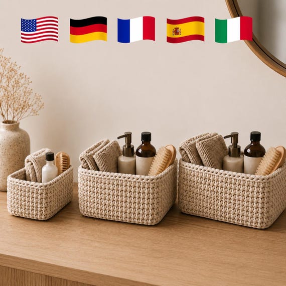 Crochet Basket Pattern PDF, Rectangular Basket Crochet Pattern, Storage Basket Pattern, T Shirt Yarn Basket, Beginner Crochet PDF