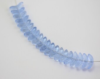 Czech Glass Light Sapphire Crescent Shaped Beads, 10mm x 4mm Beads