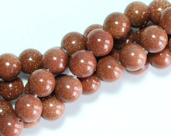 8mm Round Brown Rust Goldstone Beads, Qty 48 Beads