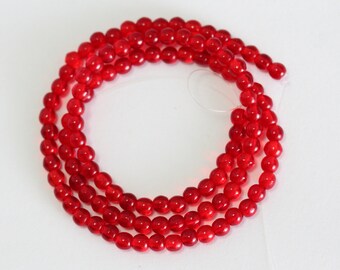 4mm Czech Glass Roound Transparent Red Garnet Beads, Quantity 112 Beads