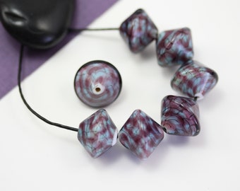 13x15mm Saucer Purple Turqoise Netted Glass Beads