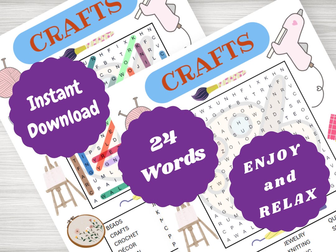 Crafts Word Search Printable | Gift for Crafters | DIY Maker | Instant