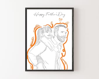 Benutzerdefinierte Family Line Art: Zeichnung vom Foto, personalisiertes Geschenk zum Vatertag