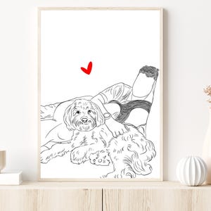 Retrato de mascota personalizado a partir de una foto, dibujo de perro personalizado, regalo conmemorativo para mascotas, regalos por la pérdida de una mascota, papá de perro, ilustración familiar, boceto de perro personalizado