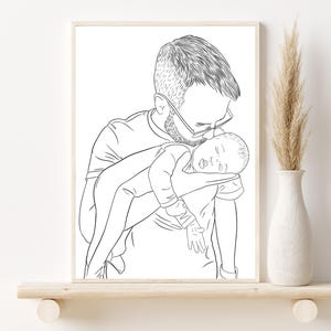 Custom Line Drawing from Photo - Personalized Dad Christmas Gift - Turn Photo to Sketch