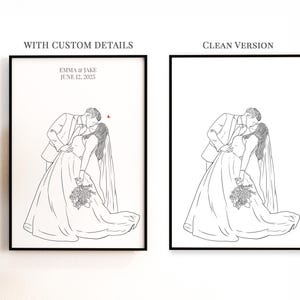 Custom Line Zeichnung vom Foto - Personalisiertes Paar Portrait & Geschenk für Freund Bild 6