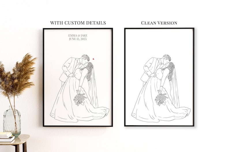 Custom Line Zeichnung vom Foto - Personalisiertes Paar Portrait & Geschenk für Freund Bild 6