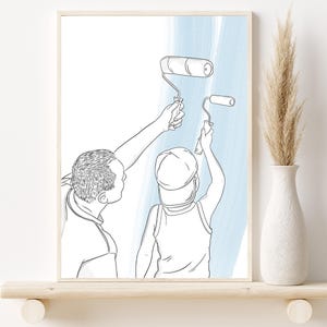 Disegno personalizzato da foto, regalo per la prima festa del papà, regalo per il nonno, ritratto personalizzato, regalo unico per papà, regalo per lui, illustrazione di famiglia