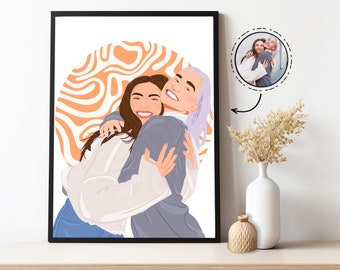 Custom Cartoon Portrait, Personalized Friend Birthday Gift, Portrait Illustration