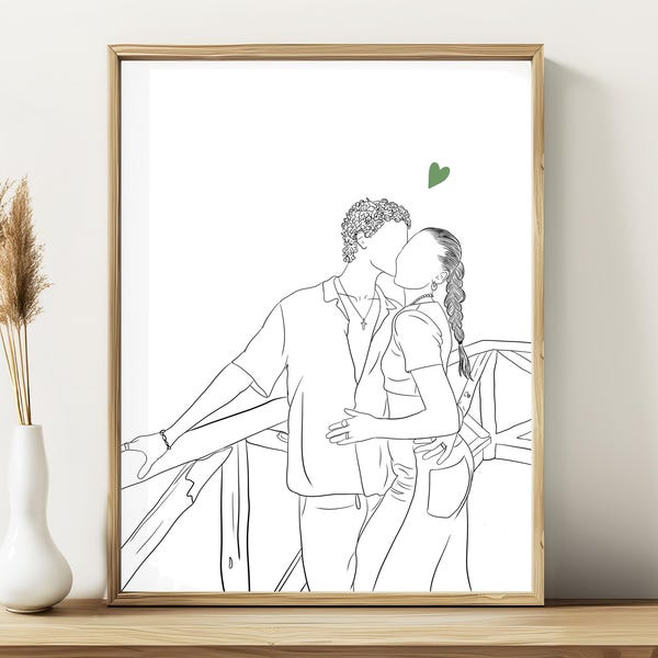 Custom Line Drawing from Photo - Personalized Couple Portrait & Gift for Boyfriend