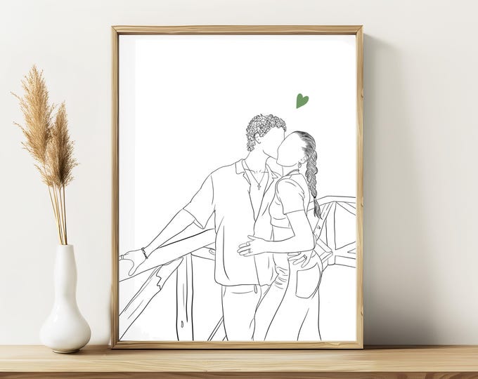 Custom Line Drawing from Photo - Personalized Couple Portrait & Gift for Boyfriend