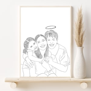 Ritratto personalizzato della persona amata, regalo commemorativo personalizzato, ritratto di famiglia da foto, regali di ricordo, regalo di condoglianze, illustrazione di famiglia