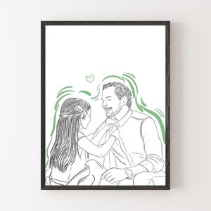 Disegno personalizzato di famiglia, regalo per la festa del papà, regalo personalizzato per lui, dipinto da foto, regalo di compleanno per papà, ritratto di famiglia