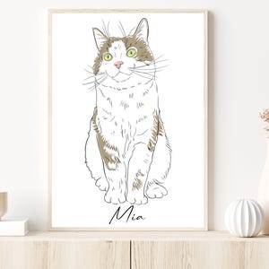 Ritratto di gatto personalizzato, ritratto personalizzato di cane e gatto, ritratto di gatto da foto, opera d'arte minimalista, regali personalizzati per animali domestici, ricordo di gatto