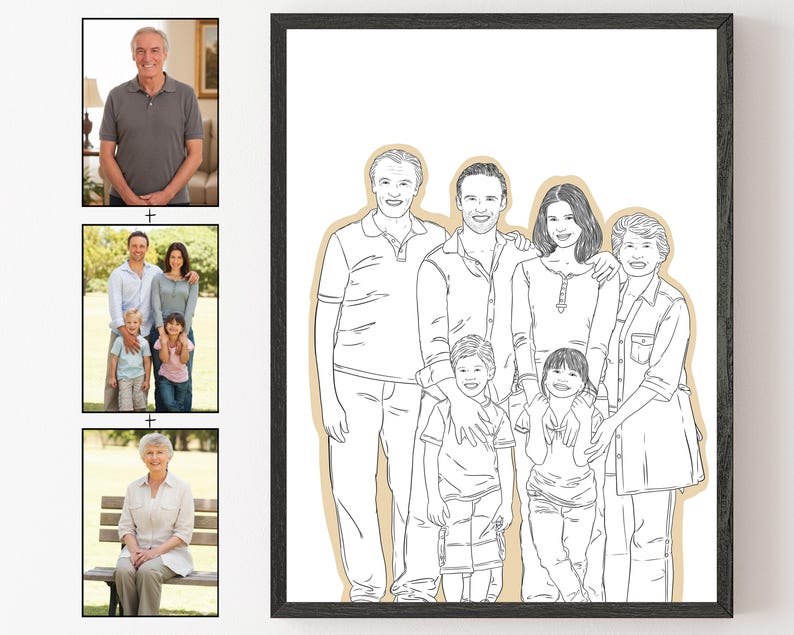 Custom Line Zeichnung vom Foto - Personalisiertes Paar Portrait & Geschenk für Freund Bild 12