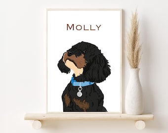 Custom Pet Portrait Illustration: Personalized Dog Portrait, Drawing from Photo, Hand-Drawn