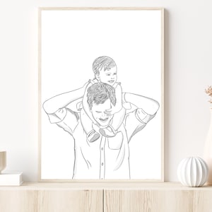 Ritratto di famiglia personalizzato con disegno lineare - Ritratto di famiglia personalizzato, regalo per lui, papà, nonno, neopapà, arte murale minimalista, disegno lineare