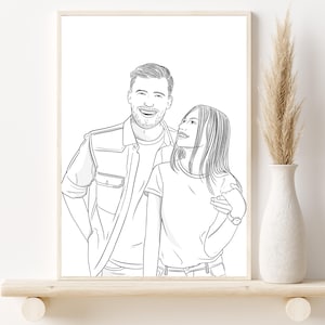 Disegno personalizzato da foto, opera d'arte personalizzata, ritratto personalizzato da foto, ritratto senza volto, ritratto di contorno, illustrazione fotografica
