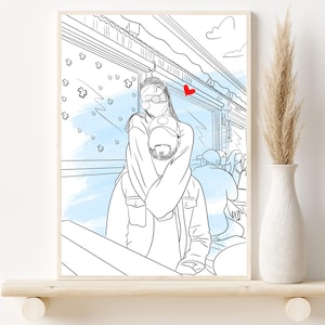 Ritratto di coppia personalizzato, regalo personalizzato per lui e regali sentimentali per il fidanzato, regali di compleanno, disegno personalizzato da foto