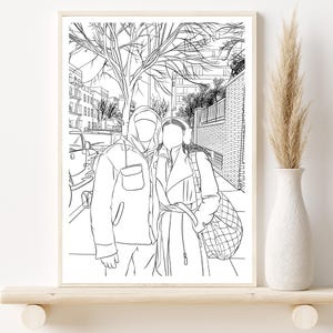 Benutzerdefinierte Familien Porträt, Foto zu Linie Zeichnung, benutzerdefinierte One Line Art, personalisiertes Geschenk für ihn, Geburtstagsgeschenk für sie, Cartoon Portrait